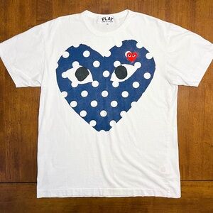 CDG Play polka dot heart with small heart patch tee